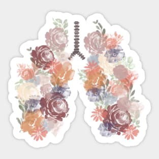 Anatomical Lungs, Flower, Medicine, Medical Artwork Sticker